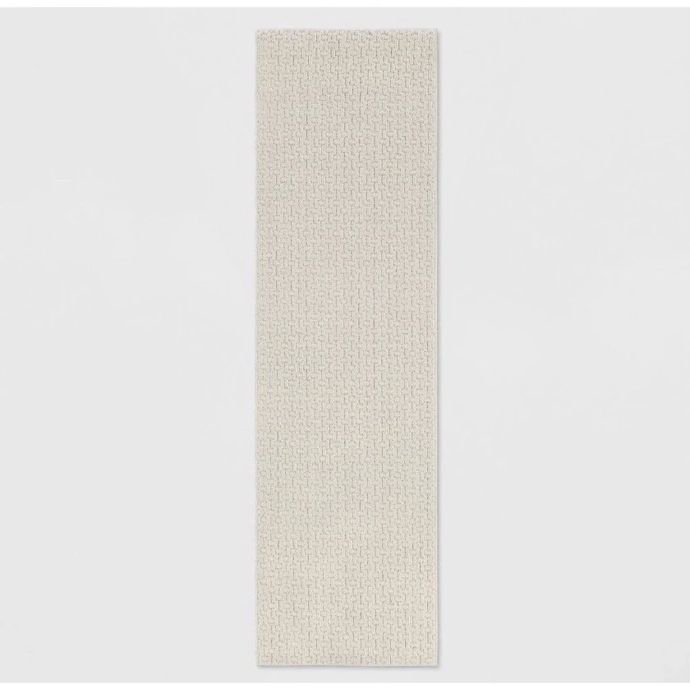 NWOT Threshold 2x7 Washable Solid Machine Tufted Runner Rug- Tan Color Skid Resi